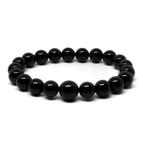 Large Size Black Tourmaline Beaded Bracelet Mala - 10mm