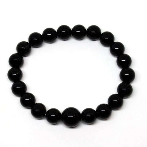 Large Size Black Obsidian Beaded Bracelet Wrist Mala 10mm