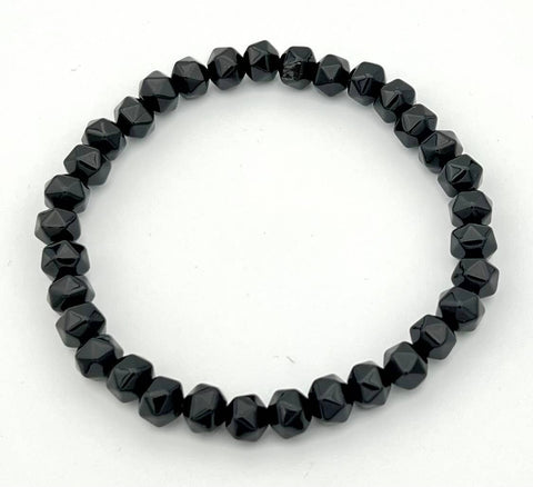 Large Size Black Tourmaline 20 Sided Mala Bracelet 7mm