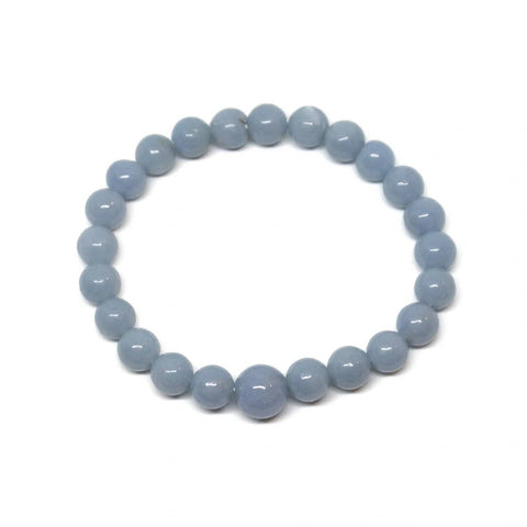 Angelite Beaded Bracelet - Wrist Mala 4mm - Average Wrist