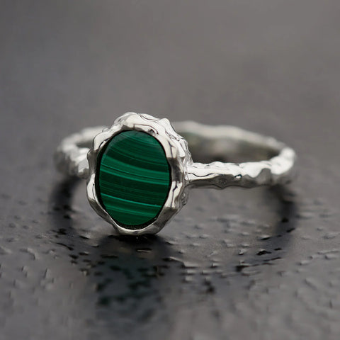 Malachite Hammered Ring