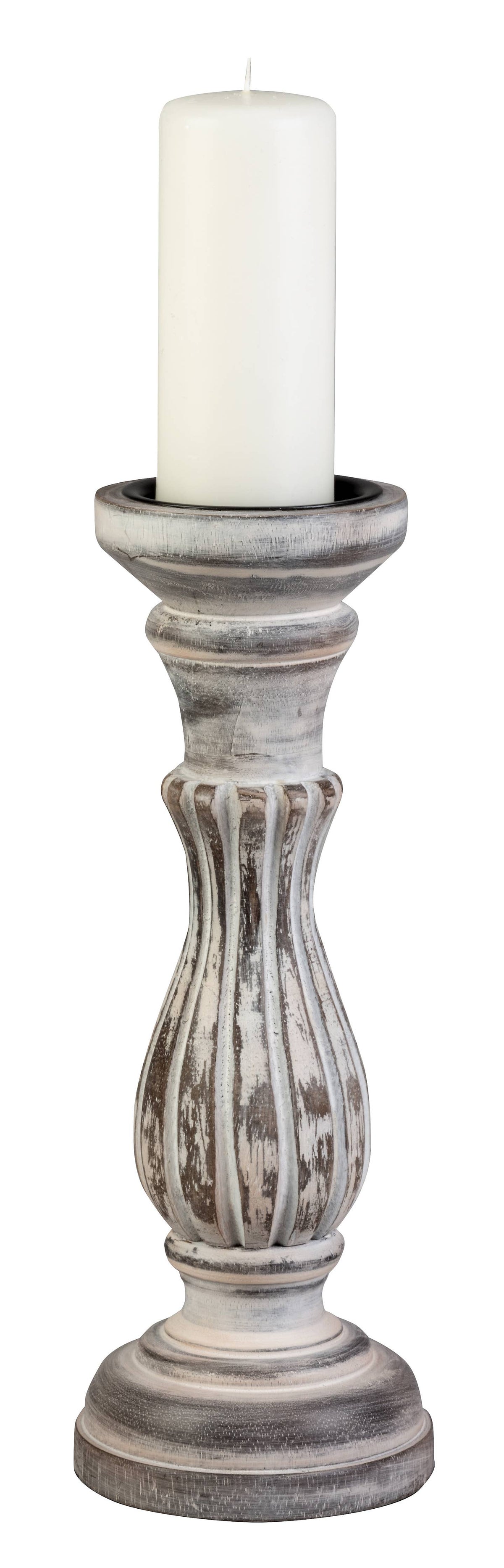 6" Height White-Washed Wooden Holder - Fits 3" Pillars