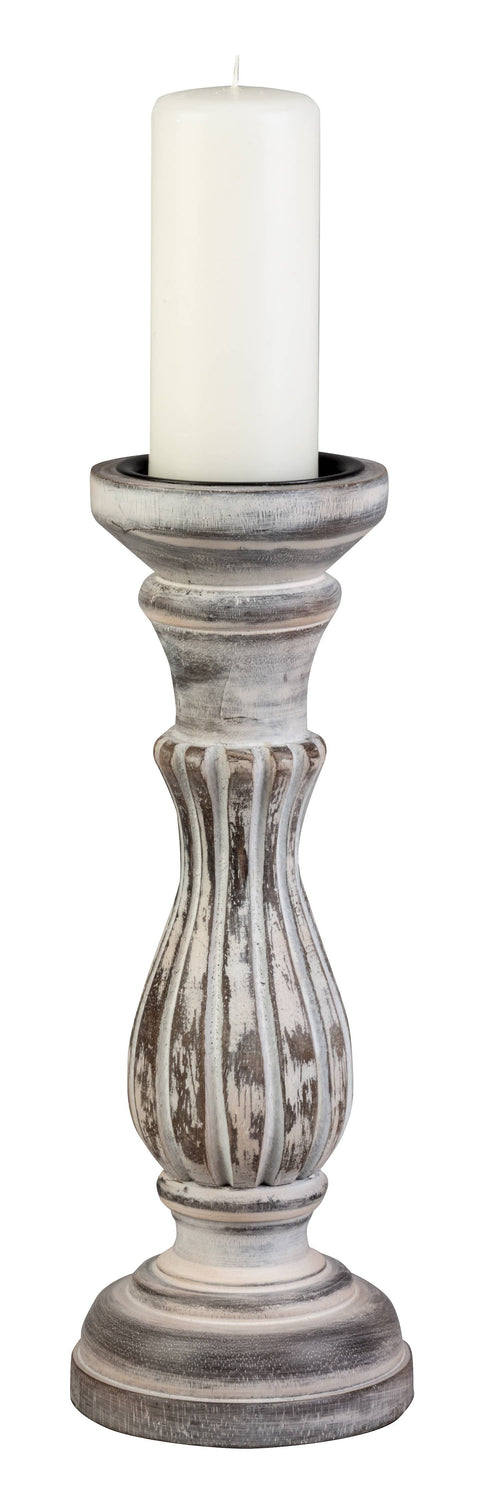 6" Height White-Washed Wooden Holder - Fits 3" Pillars