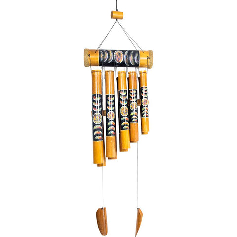 Bamboo Windchimes - Painted Moon Phases