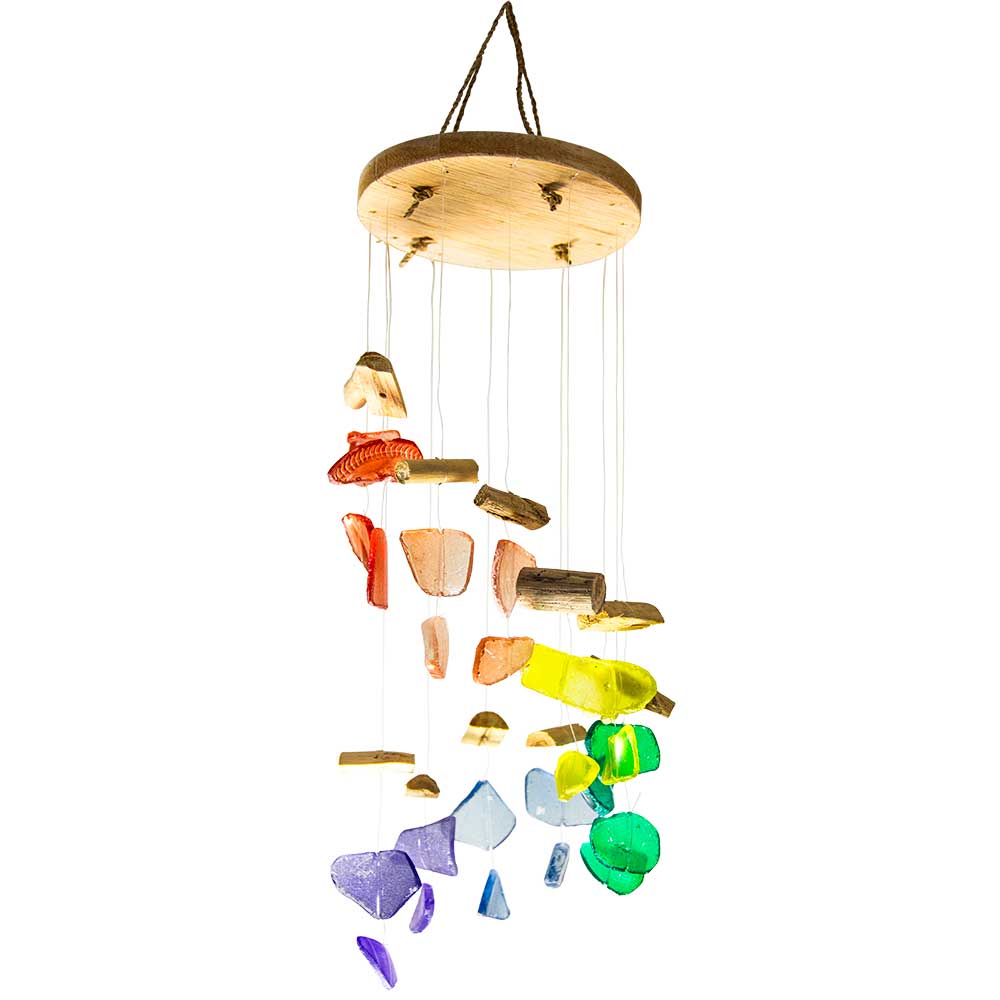 Windchime Spiral Mobile w/ Beach Glass - Chakra