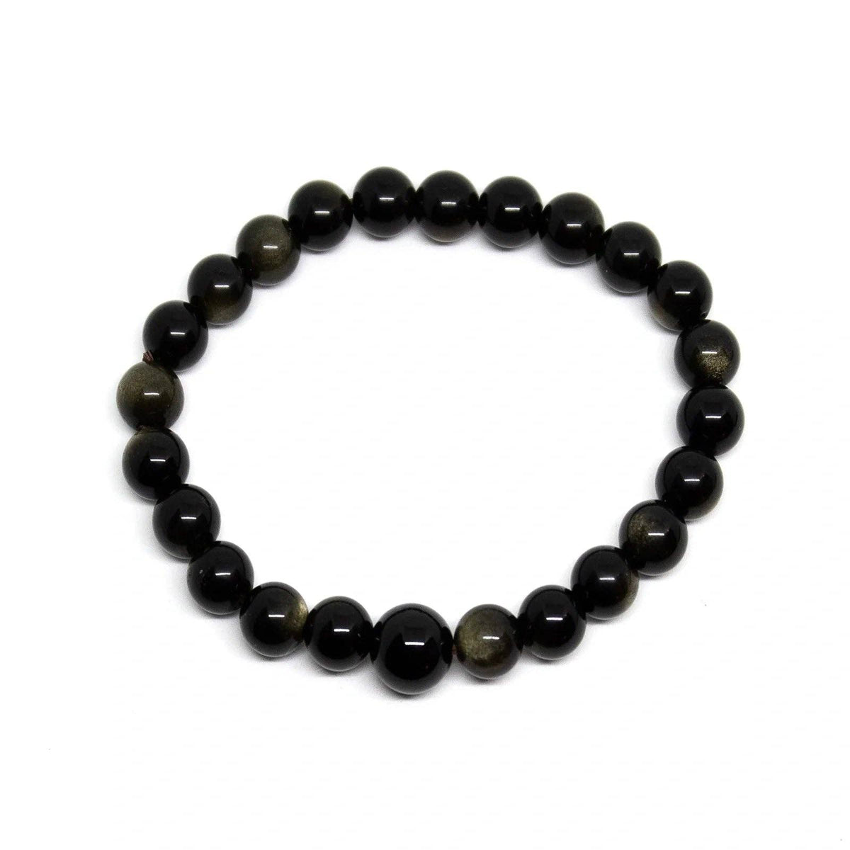 Gold Sheen Obsidian Beaded Bracelet 4mm - Average Wrist