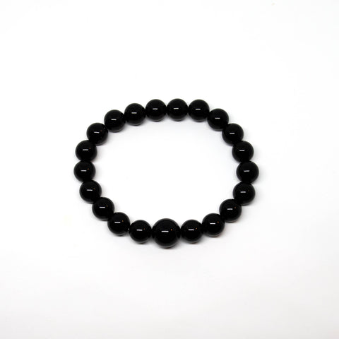 Obsidian Beaded Bracelet Wrist Mala 12mm - Large Wrists