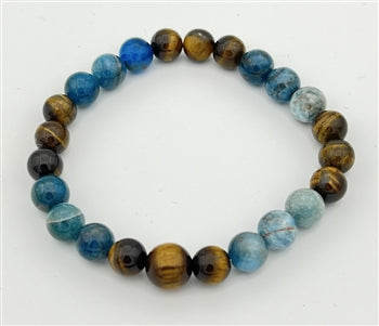 Apatite & Tiger's Beaded Bracelet - Wrist Mala