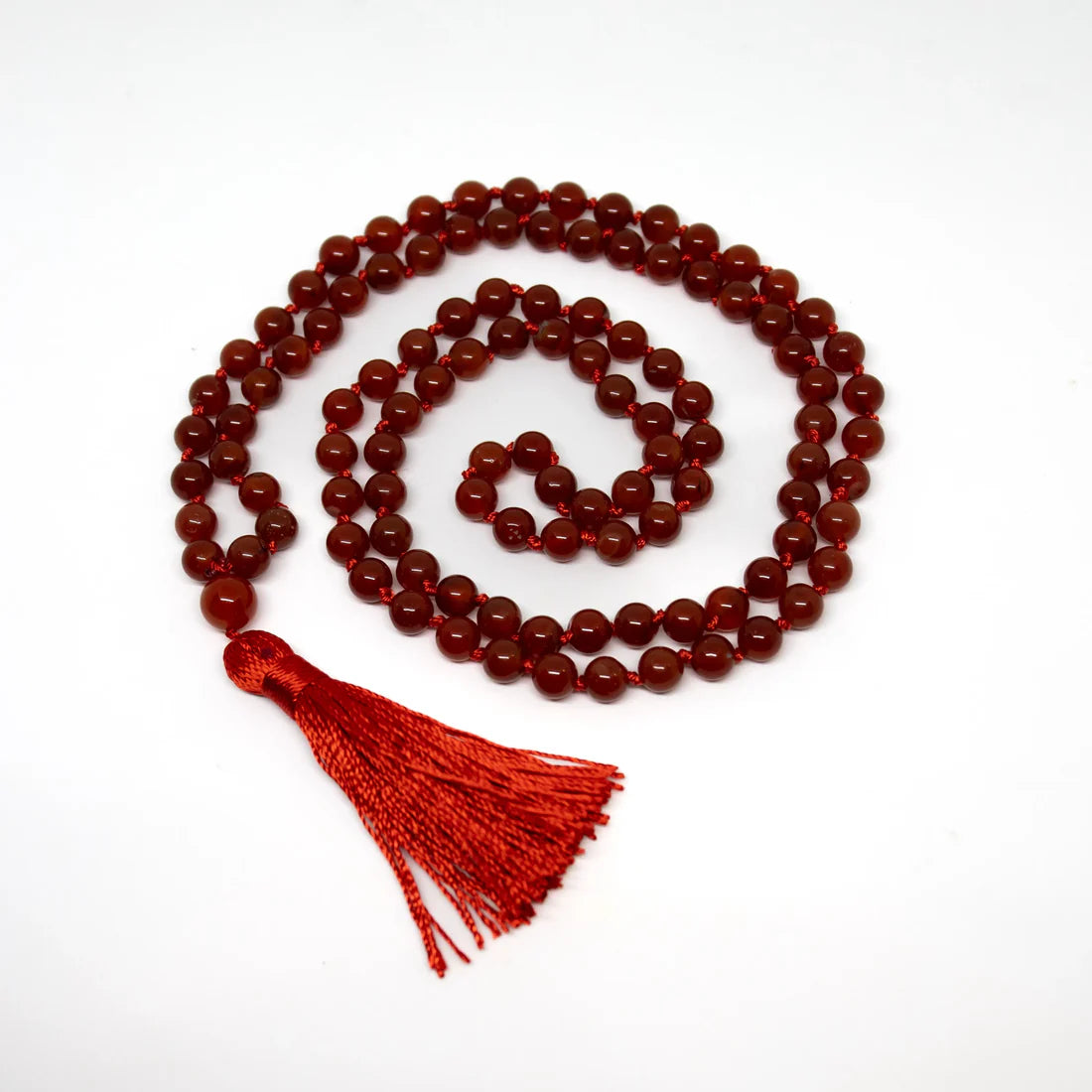 Carnelian Knotted 108 Bead Mala