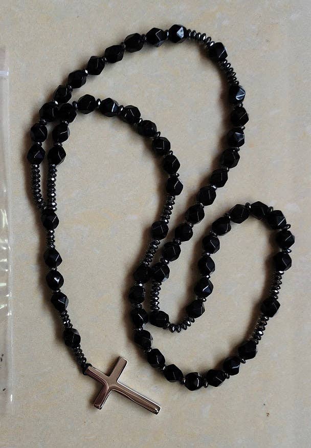 Black Tourmaline Round Bead Rosary 8mm