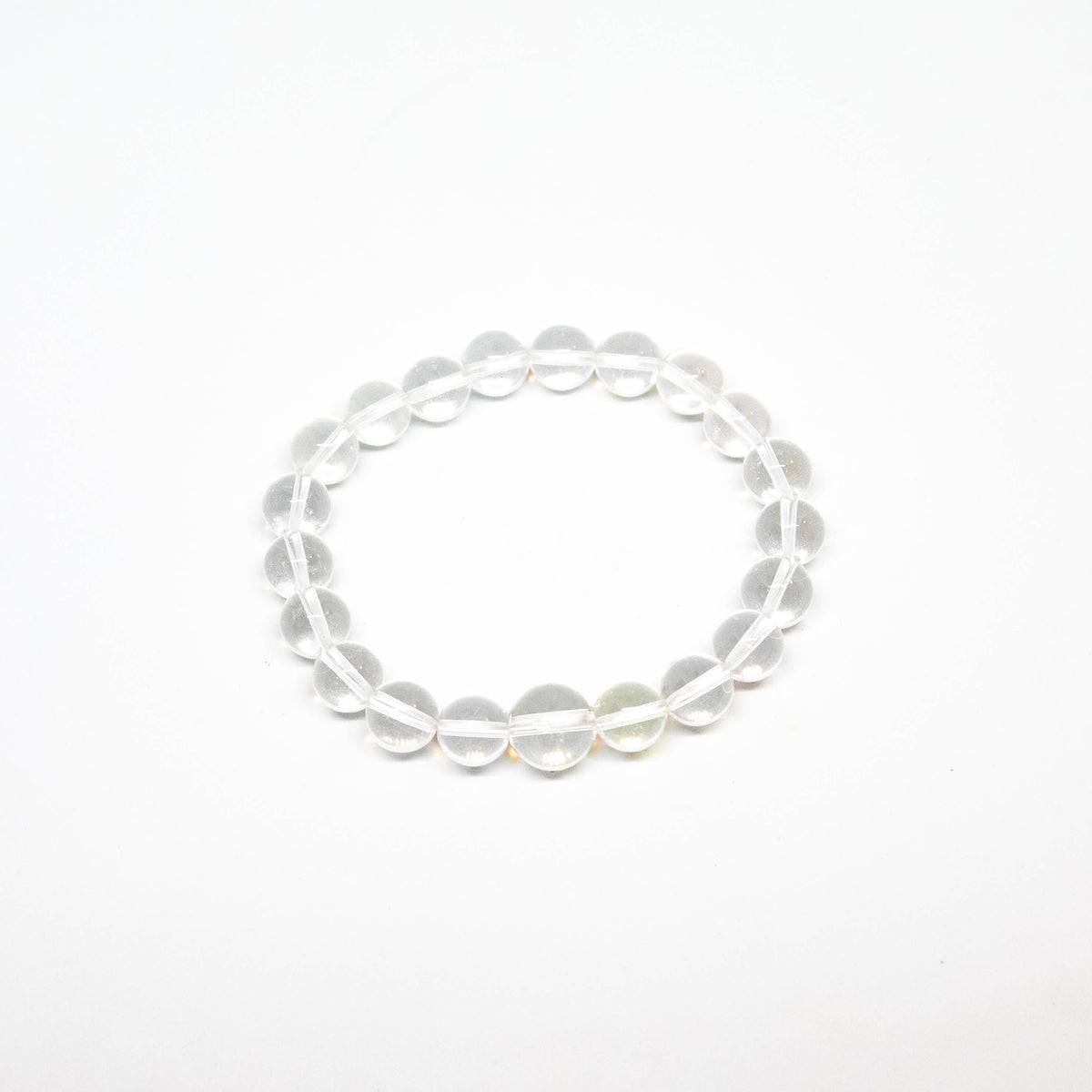 Large Size Clear Quartz Beaded Bracelet Wrist Mala 10mm