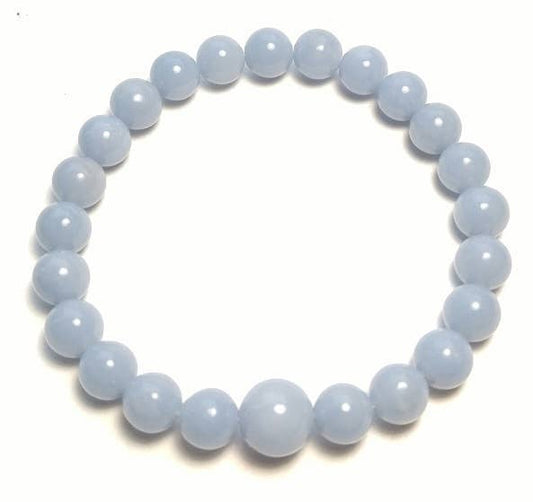 Angelite Beaded Bracelet - Wrist Mala 4mm - Average Wrist