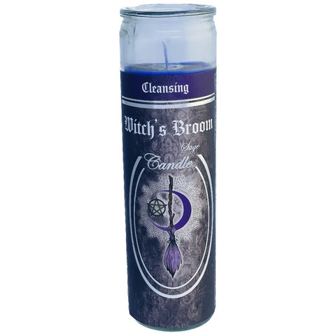 7 Day Glass Ritual Candle - Witch's Broom - Sage