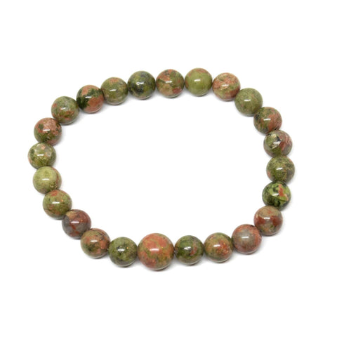 Unakite Beaded Bracelet - Wrist Mala - 8mm