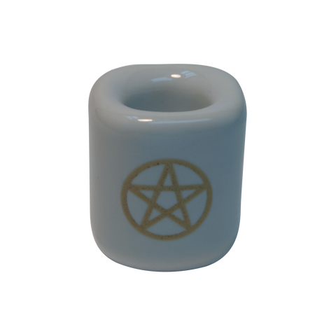 Ceramic Chime Candle Holder - Pentacle White Gold