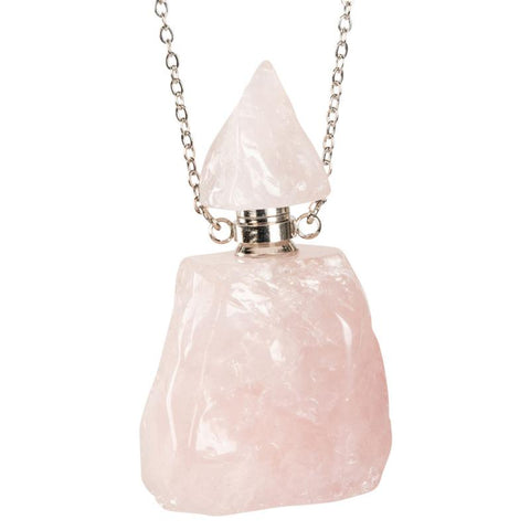 Rose Quartz Crystal Stone Bottle Necklace