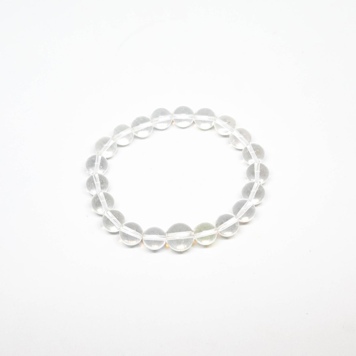 Large Size Clear Quartz Beaded Bracelet Wrist Mala 10mm