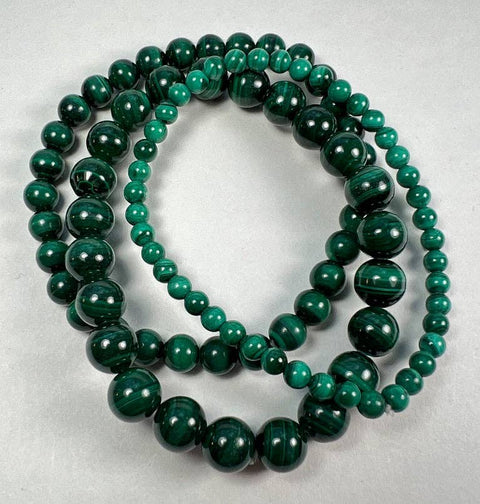 Malachite Beaded Bracelet Wrist Mala 6mm - Average Wrist