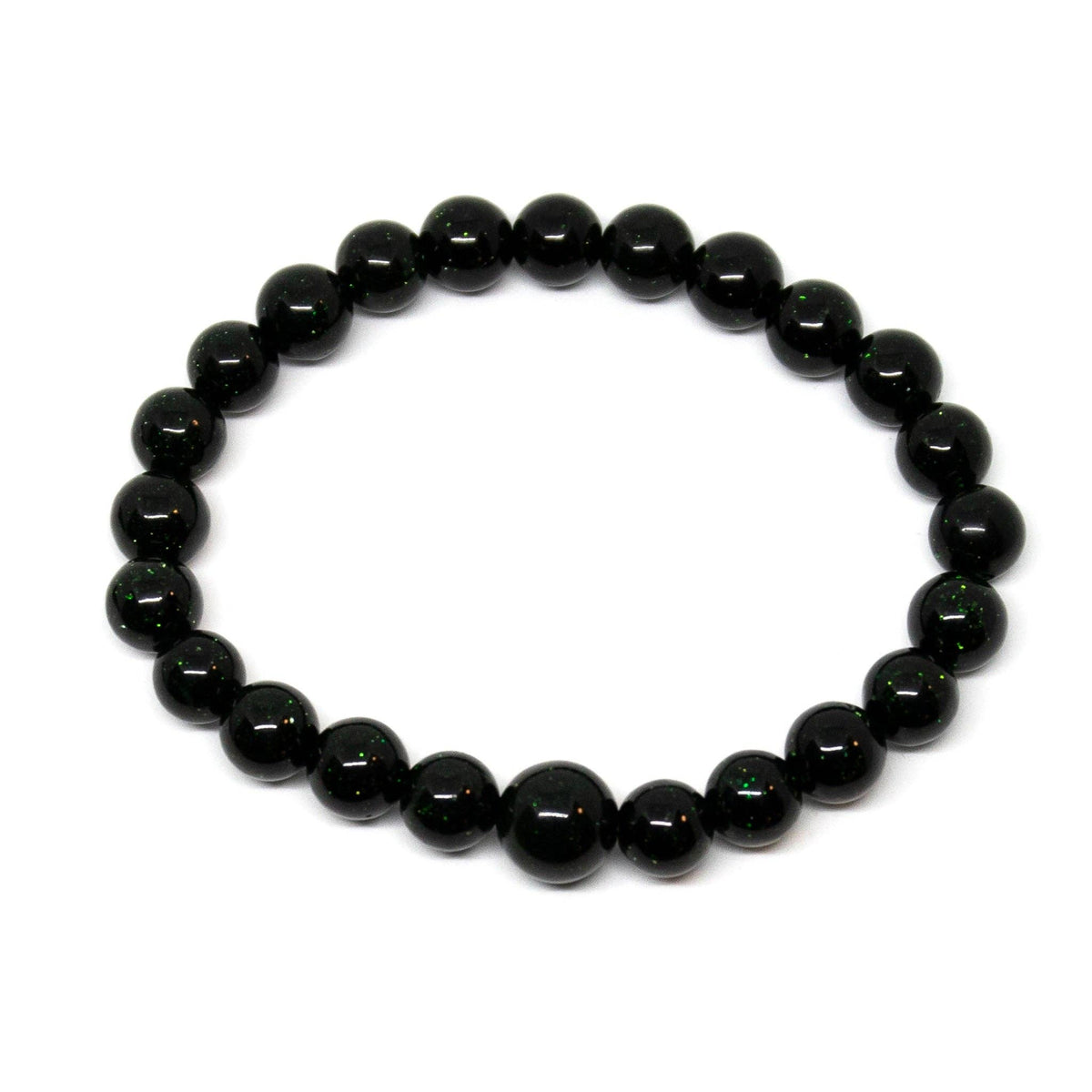 Green Goldstone Beaded Bracelet - Wrist Mala - 8mm