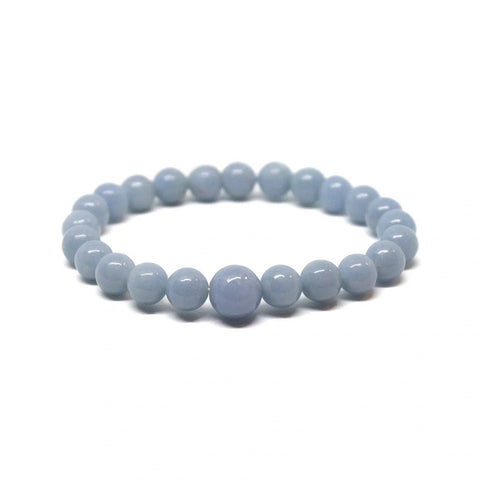 Angelite Beaded Bracelet - Wrist Mala 4mm - Average Wrist