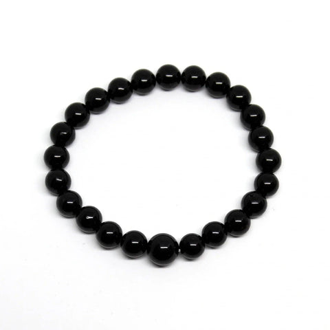 Black Obsidian Beaded Bracelet Wrist Mala 6mm - Large Wrist