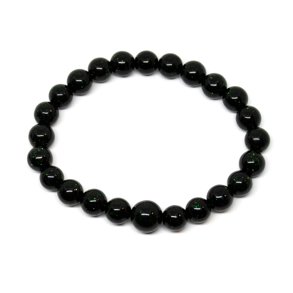 Green Goldstone Beaded Bracelet - Wrist Mala - 8mm