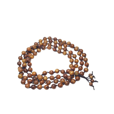 Tiger Aloeswood Knotted 108 Bead Mala