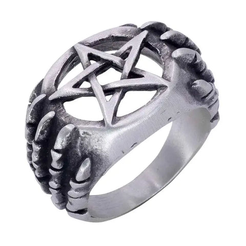Pentacle with Skeletal Hand Ring
