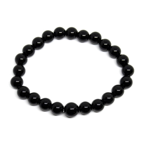 Black Tourmaline Round Beaded Bracelet - Wrist Mala 8mm