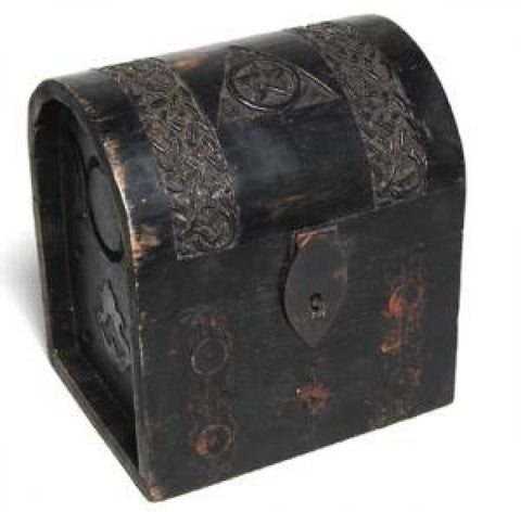 Pentagram Triple Moon Latched Wood Box