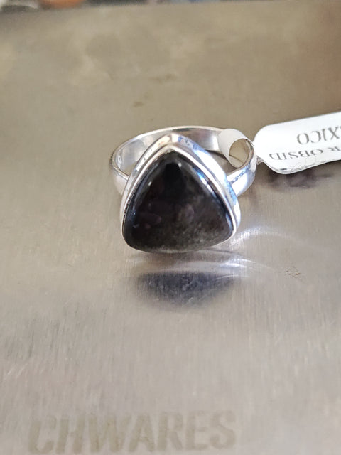 Silver Sheen Obsidian Ring