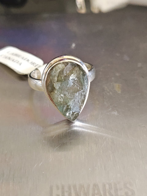 Raw Labradorite Ring