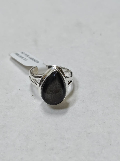 Silver Sheen Obsidian Ring