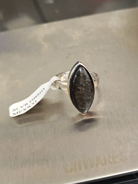 Silver Sheen Obsidian Ring