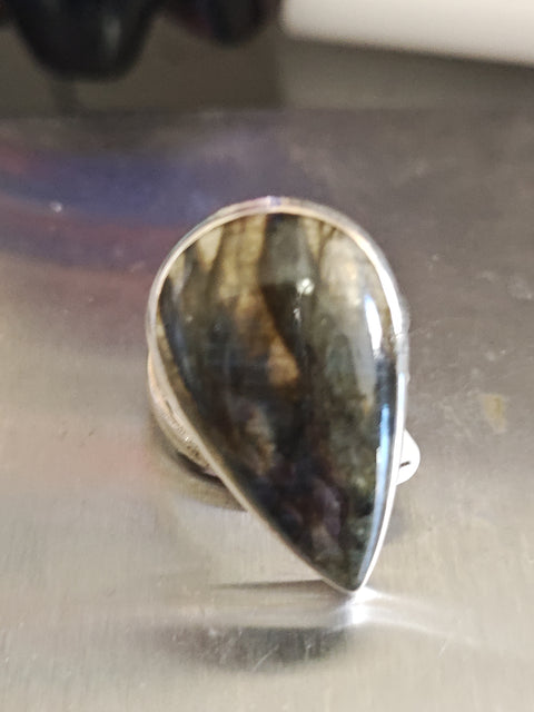 Blue Fire Labradorite Ring