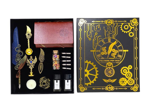 Feather Quill Writing & Wax Seal Journal Set – Style 23