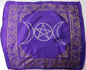 Triple Moon Pentagram Altar Cloth - Purple