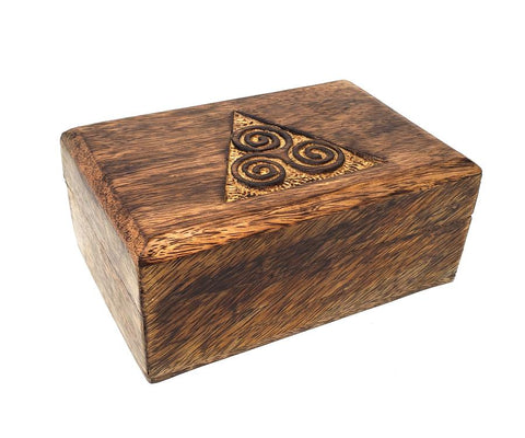 Triskelion Carved Wood Box