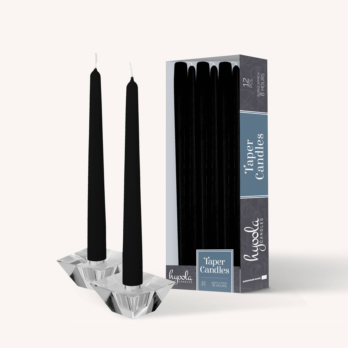 10 Inch Dripless Smokeless Taper Candles 8 Hour Burn 12 Pack