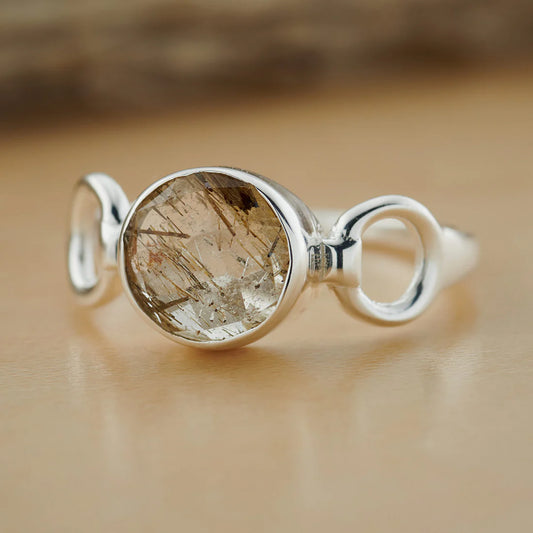 Golden Rutile Trinity Ring