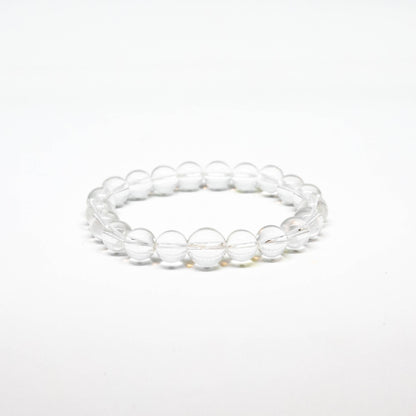 Large Size Clear Quartz Beaded Bracelet Wrist Mala 10mm
