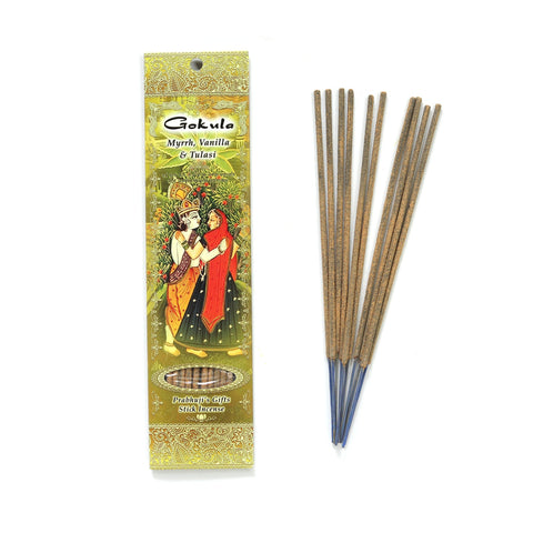 Gokula Stick Incense/Myrrh, Vanilla & Tulasi