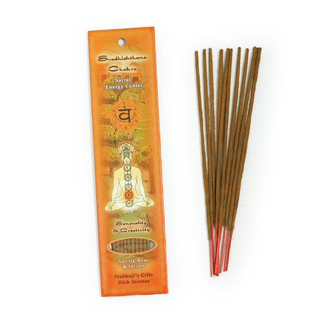 Svadhishtana (sacral) Chakra Stick Incense/Vanilla, Rose & Vetiver