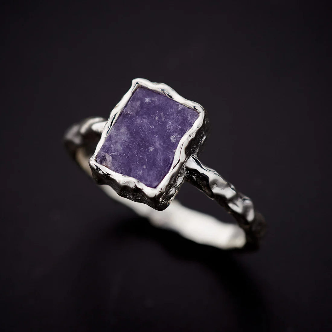 Lepidolite Rectangle  Hammered Finish