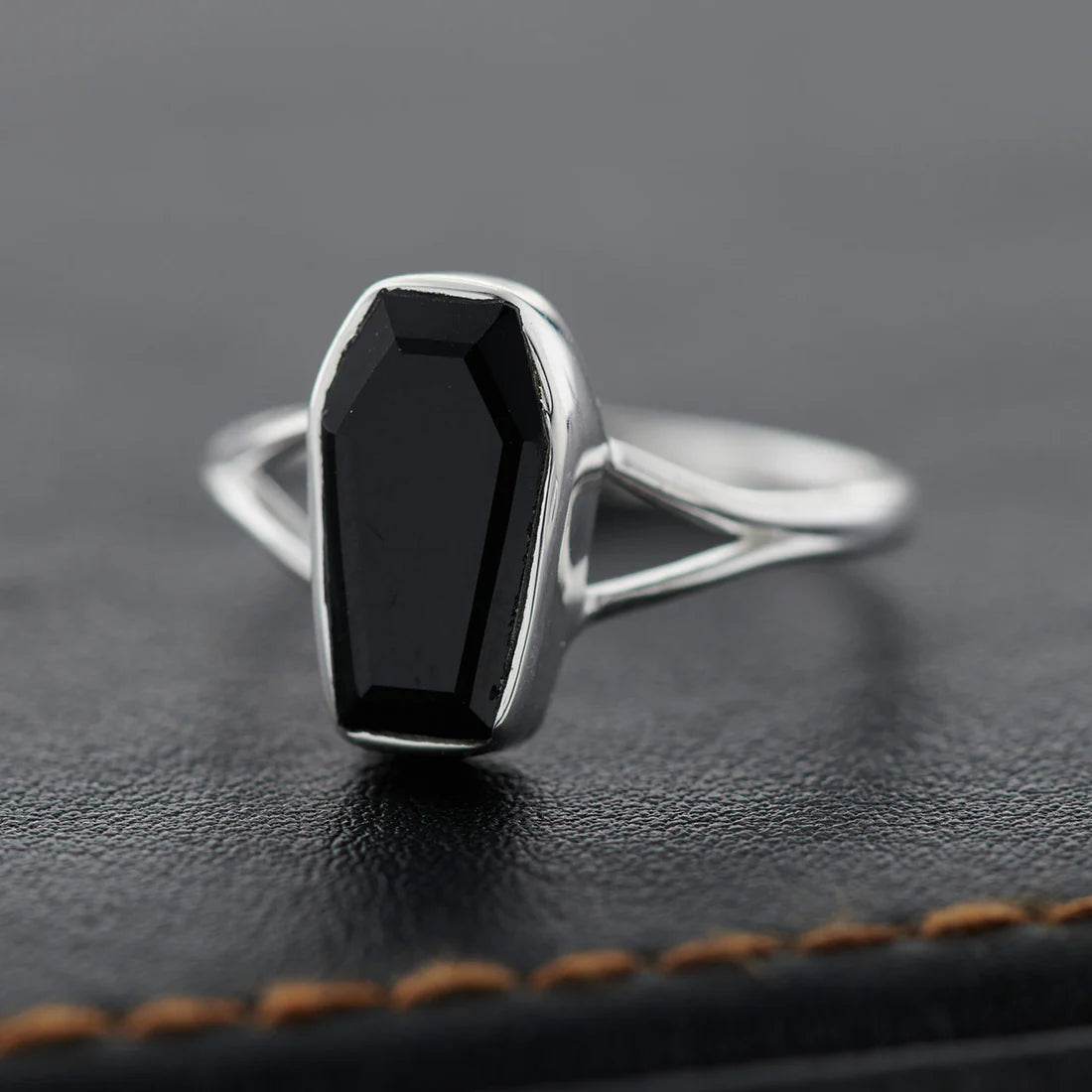 Black Onyx Coffin Ring