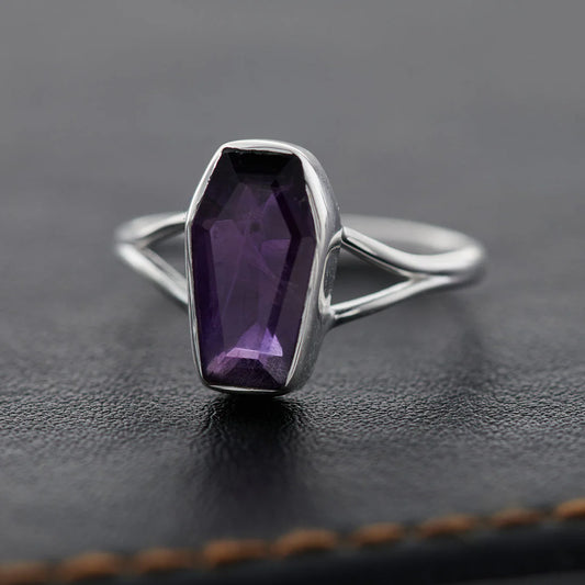 Amethyst Coffin Ring