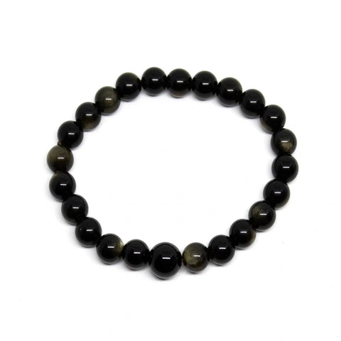 Gold Sheen Obsidian Beaded Bracelet 4mm - Average Wrist