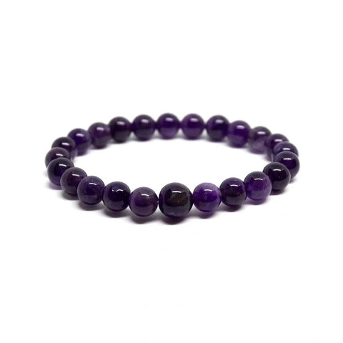 Amethyst Beaded Bracelet - Wrist Mala 4mm - Large Wrist