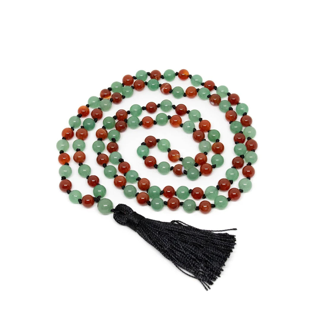 Carnelian & Aventurine Knotted 108 Mala