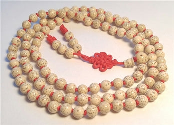 Knotted White Lotus Seed 108 Bead Mala